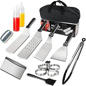 Blackstone Griddle Accessories, 15PCS Grill Accessories Kit for Blackstone and Camp Chef, Grill Kit with Brush, Spatula, Tongs, Flat Top Grill Accessories for Outdoor Camping BBQ Griddle Accessories, Grilling Food, Chef Grill, Grill Kit, Blackstone Grill, Kebabs On The Grill, Bbq Tool Set, Grilling Utensils, Basting Brush