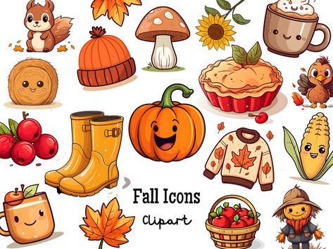 Autumn Doodles, Fall Icons, Kingdom Art, Fall Clip Art, Funny Expressions, Adventure Art, Autumn Stickers, Halloween Clipart, Free Clipart