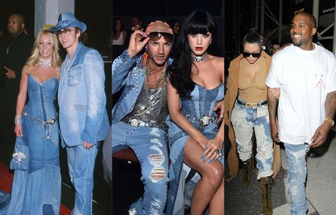 The Best His and Hers Denim You Can Buy—Just in Time for Valentine’s Day | Vogue Denim And Pearls Outfits, Jean Party Outfits, Denim And Diamonds Party Outfit, Denim And Diamonds Party, Denim Party Outfit, Denim Outfit Ideas, Denim On Denim Outfit, Double Denim Outfit, Fur Vest Outfits