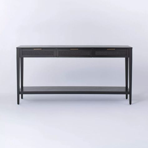 Rattan Console, Mcgee Target, Miller House, Console Table Black, Drawer Console Table, Black Console Table, Drawer Console, Console Table Decorating, Entryway Table Decor