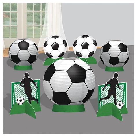 Soccer Centerpieces, Soccer Team Party, Soccer Party Favors, Soccer Banquet, Soccer Decor, Soccer Theme, Sports Birthday Party, Football Theme Party, Small Centerpieces