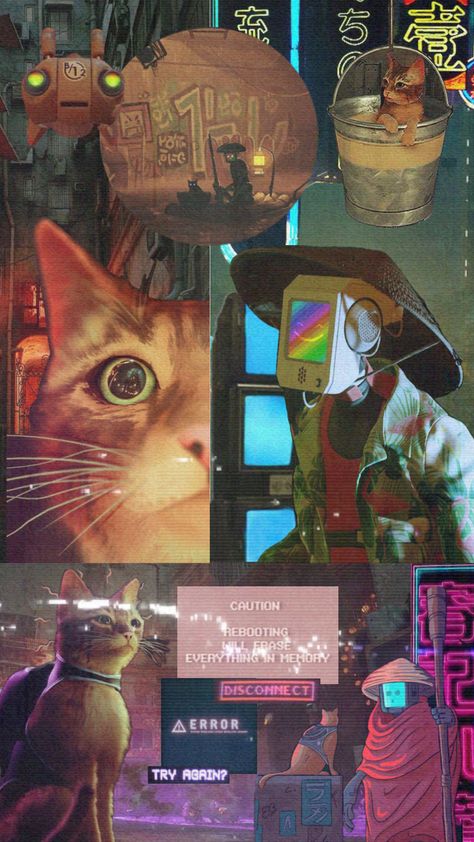 not my best one but my favorite indie game is stray ♡ #straygame #cyberpunk Indie Games Art, Stray Game Pfp, Stray Game Aesthetic, Stray Cat Game Wallpaper, Stray Wallpaper, Stray Video Game, Cat Cyberpunk, Stray Cat Game, Stray Art