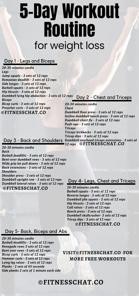 5 day workout split, 5 day workout routine, 5 day workout routine for weight loss and muscle gain 1 Week Gym Workout Plan Women, Workout Schedule Leg Day, Gym Workouts Women Schedule, Two A Day Workout Plan For Women, Gym 5 Day Workout Plan, 5 Days Gym Workout Plan, Workout Schedule 5 Day Split, Weekly Workout Schedule For Fat Loss, Work Out Programs For Women