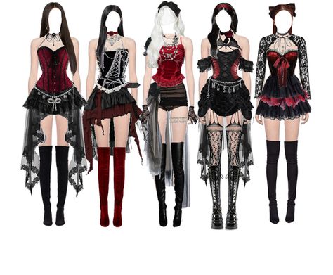 Leahsss on ShopLook | The easiest way to find the perfect outfit Preformance Outfits Kpop, Kpop Outfit Inspired, K Pop Outfits Stage, K Pop Stage Outfits, Kpop Dance Outfits, Black Thigh Boots, Yeezy Black, Korean Outfits Kpop, Ideas For Black Hair