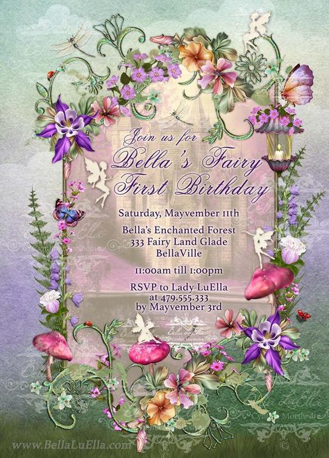 Fairytale Forest Party Enchanted Wood Invitation Forest | Etsy Fairytale Baby Shower Theme, Enchanted Forest Quinceanera Theme, Enchanted Forest Quinceanera, Woodland Fairy Birthday Party, Forest Baby Shower Invitations, Cinderella Quinceanera Themes, Enchanted Forest Birthday Party, Enchanted Forest Decorations, Fairytale Baby Shower