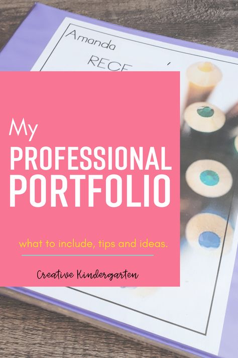 A look inside my professional portfolio that I use when I go for job interviews. This Early Childhood Educators portfolio highlights the work that I do, and I give you a look inside at what I include, ideas, and tips to make your own. #portfolio #teacher #teachingportfolio #teacherportfolio #creativekindergarten Portfolio For Job Interview, Early Childhood Portfolio Ideas, Interview Portfolio Examples, First Year Teacher Portfolios For Interviews, Preschool Teacher Portfolio, Teachers Portfolio Ideas, Teaching Practice Portfolio, Art Teacher Portfolio For Interview, Career Portfolio Templates