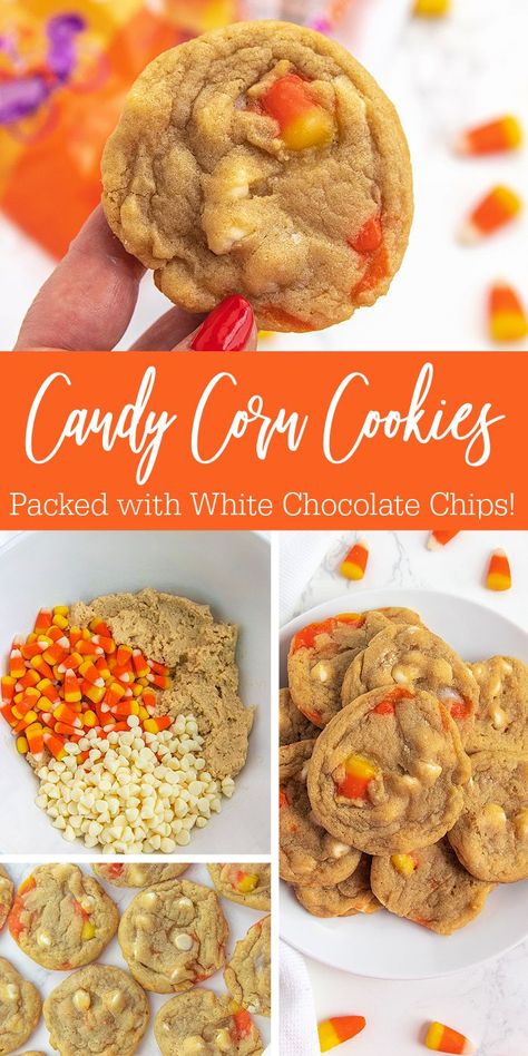 White Chocolate Candy Corn Cookies Corn Cookies Recipe, Candy Corn Recipe, Soft Chewy Cookies, Corn Cookies, Candy Corn Cookies, White Chocolate Candy, Corn Snacks, Party Cooking, Chewy Cookies