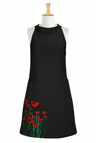 Plus Size Retro Dresses, Embroidery On Clothes, Poppy Field, Painted Clothes, Embroidered Clothes, Mod Dress, 1960s Fashion, Embroidery Fashion, Kurta Designs