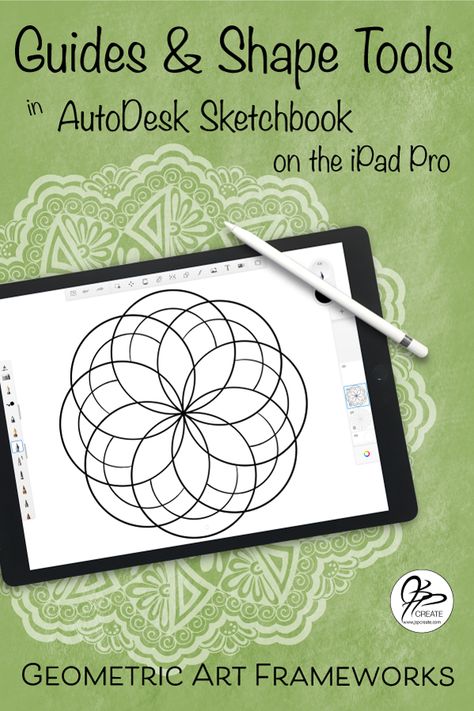 Shape Tools and Guides in Autodesk Sketchbook on the iPad Pro - JSPCREATE Sketchbook Tips, Sketchbook Tutorial, Ipad Sketch, Drawing Mandalas, Sketchbook App, Ipad Pro Apple Pencil, Multimedia Art, Autodesk Sketchbook, Multimedia Arts