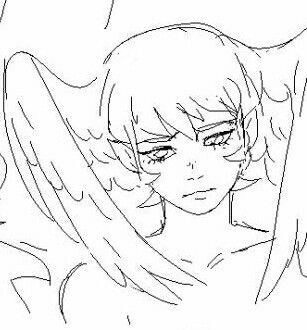 Angel Wings Covering Face, Wings On Head Reference, Winged Person Drawing Reference, Angle Halo Drawing, Art Reference Wings, Ear Wings Drawing, Wings Over Eyes, Wings Covering Face, Wings On Head Drawing