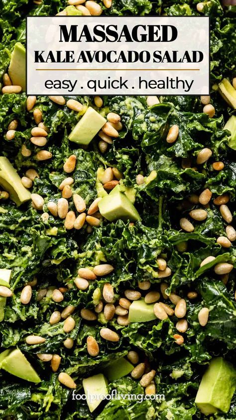 Kale Avocado Salad - Aka Avocado Massaged Kale Salad Low Carb Kale Salad, Healthy Dressings, Kale Salad Dressing, Kale Avocado Salad, Shred Diet, Massaged Kale Salad, Keto Salads, Salad Avocado, Massaged Kale