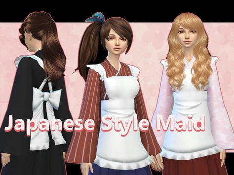 Japanese Style Maid uniform for female in 3 patterns Found… Sims 4 Japanese Kimono, Sims 4 Cc Japanese School Uniform, Sims 4 Traditional Japanese Cc, Sim4 Cc, Sakura Mochi, Maid Uniform, Free Sims, Female Dress, Sims 4 Dresses