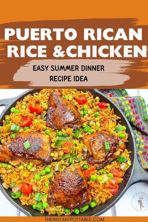 Try this Puerto Rican Chicken and Rice Recipe for a hearty family meal. Packed with flavor, this dish brings a taste of Puerto Rico to your table. Perfect for feeding a family of five with ease.Puerto Rican Recipes Rice Puerto Rican Chicken And Rice, Puerto Rican Recipes Rice, Cool Summer Dinners, Refreshing Summer Dinners, Puerto Rican Chicken, Pollo Recipe, Chicken And Rice Recipe, Recipe For Summer, Boricua Recipes