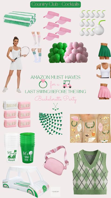 Country Club Bachelorette Party Must-Haves: Discover cute Amazon finds for your Last Swing Before the Ring celebration! From classy decorations to preppy favors and chic country club-inspired goodies, elevate your bash with these adorable essentials. Embrace the elegant theme and create cherished memories with your squad. Party in style and make unforgettable moments at the Last Swing Before the Ring bachelorette extravaganza! Preppy Party Favors, Preppy Bachelorette Party, Country Club Bachelorette, Club Bachelorette Party, Last Swing Before The Ring, Club Bachelorette, Engagement Party Themes, Golf Theme Party, Preppy Party