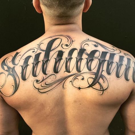 Last Name Old English Back Tattoos For Men - 4 betting tips #backtattoo #tattoosformen Shoulder Name Tattoo, Name Tattoos On Back, Last Name Tattoos, Tato Nama, Tattoo Letras, Tattoo Calligraphy, Font Tato, Tato Ikan Koi, Lettering Tattoos