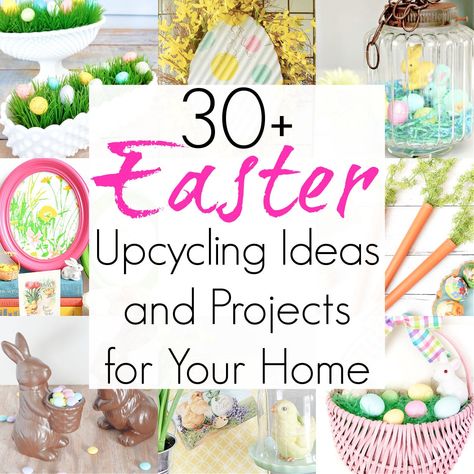 Upcycle Hacks, Easter Aesthetic, Repurpose Projects, Easter Craft Projects, Cheap Farmhouse Decor, Easter Goodies, Upcycling Ideas, Easter Projects, Easter Decorations Vintage