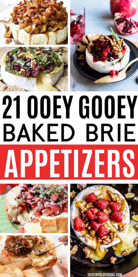 21 Ooey Gooey Delicious Baked Brie Appetizers Savory Baked Brie, Brie Appetizers, Brie Recipes Appetizers, Brie Cheese Recipes, Melted Brie, Baked Brie Appetizer, Baked Brie Recipes, Brie Appetizer, Brie Recipes