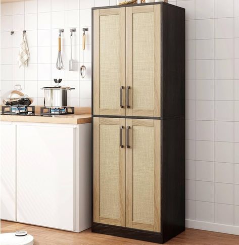 Amazon.com: Jheumaj Storage Cabinet - Kitchen Pantry Cabinet, Tall Bathroom Storage Cabinet Freestanding with 4 Rattan Doors and Adjustable Shelves, Cupboard Cabinet for Dining Living Room Laundry Room, Wood : Home & Kitchen Kitchen Coat Storage, Bathroom Cabinet Towel Storage, Stand Alone Kitchen Pantry, Boiler Cupboard, Laundry Room Black, Bathroom Storage Cabinet Freestanding, Tall Kitchen Pantry Cabinet, Towel Cabinet, Closet Storage Cabinets