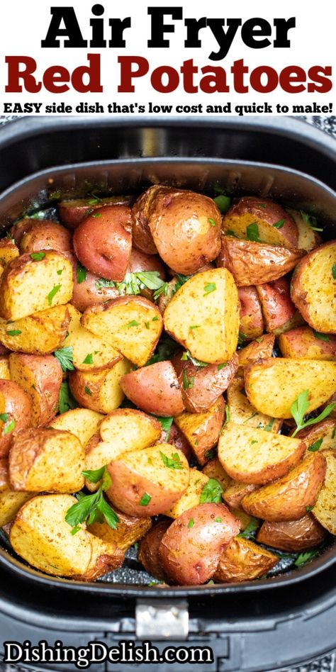 Red Potatoes In Microwave, Red Potato Air Fryer, Air Fried Red Potatoes, Red Skin Potato Recipes Air Fryer, Air Fryer Baby Red Potatoes, Recipes With Red Potatoes, Red Potatoes Air Fryer, Baby Red Potato Recipes, Red Potatoes In Air Fryer