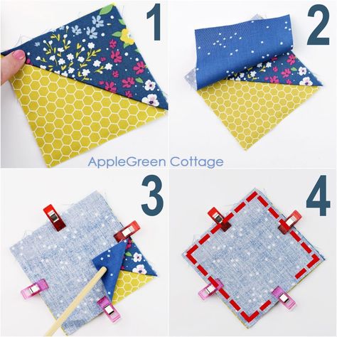 How To Make Corner Bookmarks - AppleGreen Cottage How To Make A Fabric Corner Bookmark, Corner Bookmarks Diy How To Make, Easy Sewing Bookmarks, Sewing Corner Bookmarks, Corner Bookmark Sewing Pattern, Sewing Pattern Bookmark, Corner Bookmark Pattern Free, Book Corner Markers, Fabric Corner Bookmarks Diy