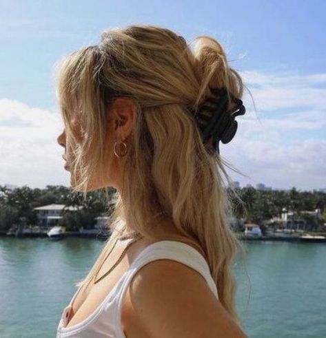 Claw Clip, Wavy Hair, Blonde Hair, Blonde, Hairstyles, Water, Hair, White