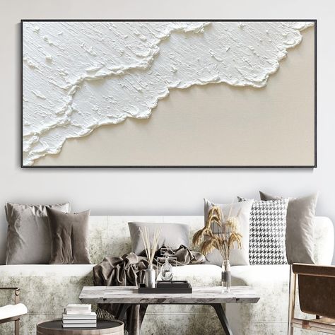 3D White Minimalist Textured Wall Art Beach Painting Ocean Wave Painting on Canvas Wabi-Sabi Wall Art Living Room Painting Fashion Decor Wabi Sabi Art Painting, Sky And Ocean, Texture Paintings, Ocean Wave Painting, Ocean Waves Art, Painting Fashion, Wabi Sabi Wall, Wabi Sabi Wall Art, Wave Painting