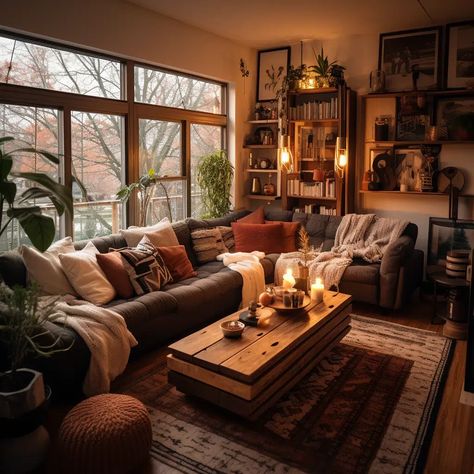 Moody Earth Tone Living Room, Living Room Designs Earth Tones, Warm Aesthetic Living Room, Living Room Designs Craftsman, Cozy Earth Tone Living Room, Warm Home Aesthetic Living Room, Cozy Apartment Inspiration, Light Brown Walls Living Room, Earthy Farmhouse Living Room