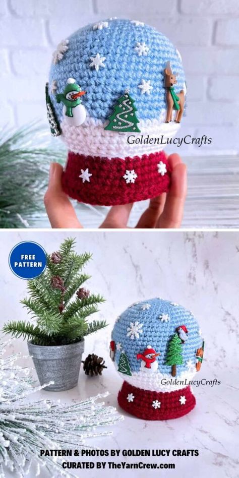 Crochet Snow Globes, Crochet Snow Globe Pattern, Crochet Snow Globe, Chanukah Decorations, Globe Projects, Repeat Crafter Me, Christmas Globes, Bracelets Easy, Hanukkah Decorations