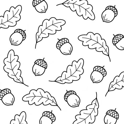 Cute Leaves Drawing, Cute Acorn Drawing, Acorn Drawing Simple, Acorns Drawing, Acorn Outline, Acorn Doodle, Acorn Illustration, Acorn Drawing, Acorn Tattoo