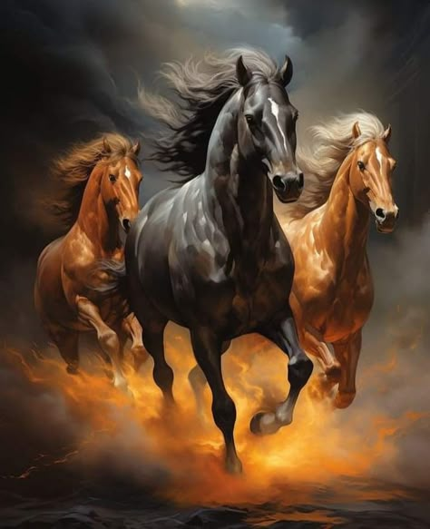 Boris Vallejo Art, Thunder Background, Colorful Horse Painting, Lightning Thunder, Wild Horses Running, Horse Art Drawing, Side Angle, Tiger Artwork, Horses Running