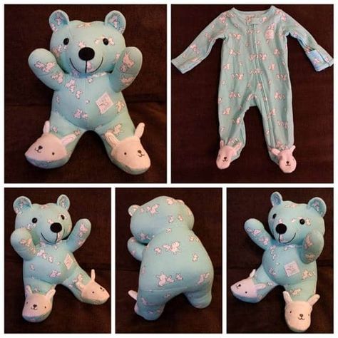 The BEST Memory Bear Keepsake Ideas! - Kitchen Fun With My 3 Sons Uppfostra Barn, Old Baby Clothes, Memory Bears Pattern, Vogue Kids, Diy Sy, Baby Clothes Quilt, Baby Keepsakes, Keepsake Bear, Memory Bears