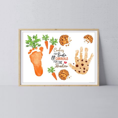 ♥ PRINT IT OFF - Handprint & Footprint Art Made Easy https://www.etsy.com/au/shop/PrintitoffShop Cookies For Santa Carrot For Reindeer Footprint Handprint Foot Hand Art Craft / Christmas Xmas Kids Baby Toddler / Keepsake Memory Gift Card PRINT IT OFF 0768 INSTANT ACCESS - Digital Download File STEP 1. Download and save. STEP 2. Print file at home or local print shop. STEP 3. Print child's footprint to create carrot & handprint for cookie YOU WILL RECEIVE: 8x10", Letter, A4, 11x14, A3 sizes (high Handprint Craft Christmas, Gingerbread Footprint Art, Christmas Footprints, Christmas Footprint Art, Reindeer Footprint, Footprint Crafts, Craft Christmas, Scrapbook Book, Footprint Art