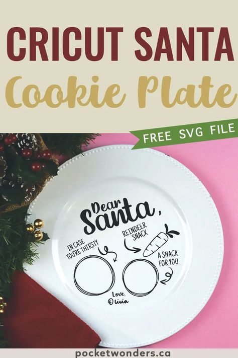 Cricut Christmas Plate, Cricut Santa Cookie Plate Svg Free, Treats For Santa Svg Free, Santa Cookie Plate Svg, Santa Plate Svg Free, Cookies For Santa Plate Svg Free, Cricut Santa Cookie Plate, Christmas Cookie Plates Diy, Diy Santa Plate