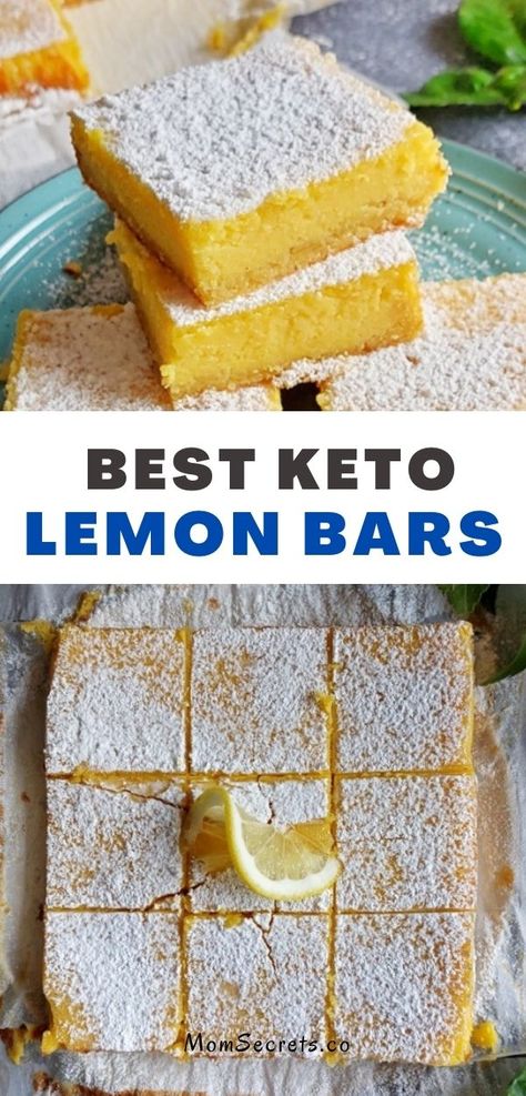 Keto Low Carb Desserts Easy, Easy Keto Sweet Treats, Keto Lemon Squares, Keto Creamy Lemon Squares, Keto Lemon Desserts Easy, Low Carb Lemon Desserts Easy, Thm Lemon Desserts, Keto Bar Recipes, Thm Lemon Bars