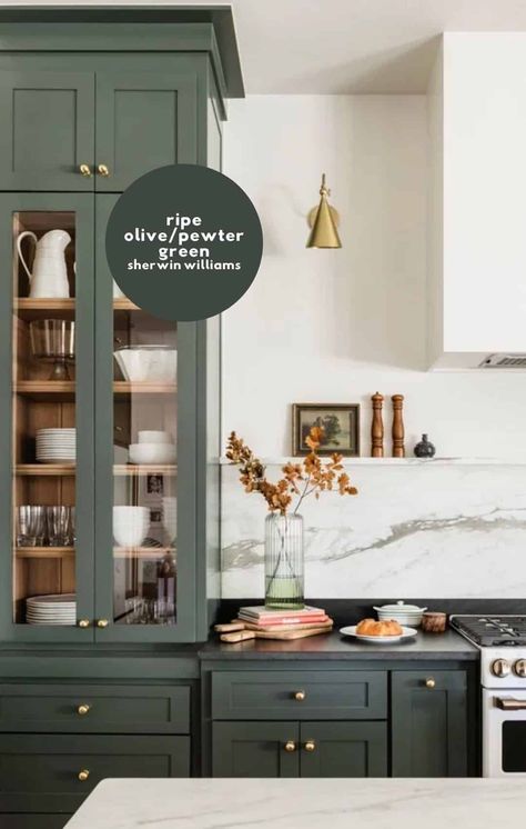 7 Incredible Dark Green Paint Colors for Interiors Pewter Green Sherwin Williams, Green Sherwin Williams, Dark Green Paint Colors, Modern Cottage Homes, Dark Green Paint, Sherwin Williams Green, Pewter Green, Paint Color Inspiration, House Color Palettes