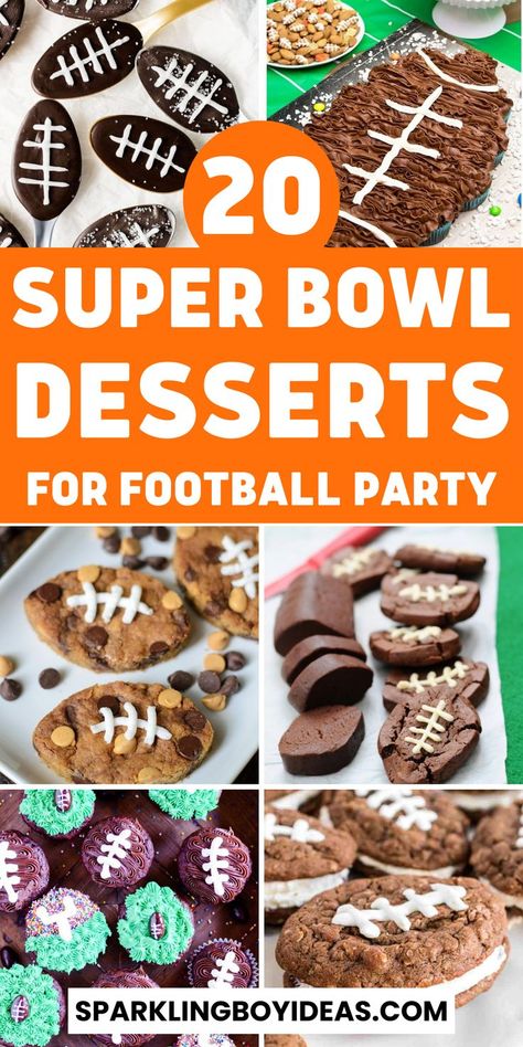 Get ready for the big game with these delicious Super Bowl desserts! From sweet treats to savory snacks, we have something for everyone. Our collection of Super Bowl dessert recipes includes easy and healthy options, as well as party favorites. Impress your guests with these creative Super Bowl dessert ideas, or simply enjoy a tasty treat while cheering on your favorite team. Don't miss out on these mouthwatering Super Bowl desserts – perfect for any Super Bowl party Super Bowl Cupcakes Ideas, Superbowl Sunday Desserts, Dessert Ideas For Super Bowl Party, Superbowl Party Sweets, Sweet Superbowl Treats, Gluten Free Super Bowl Dessert, Deserts For Superbowl, Super Bowl Sweets Desserts, Best Superbowl Desserts