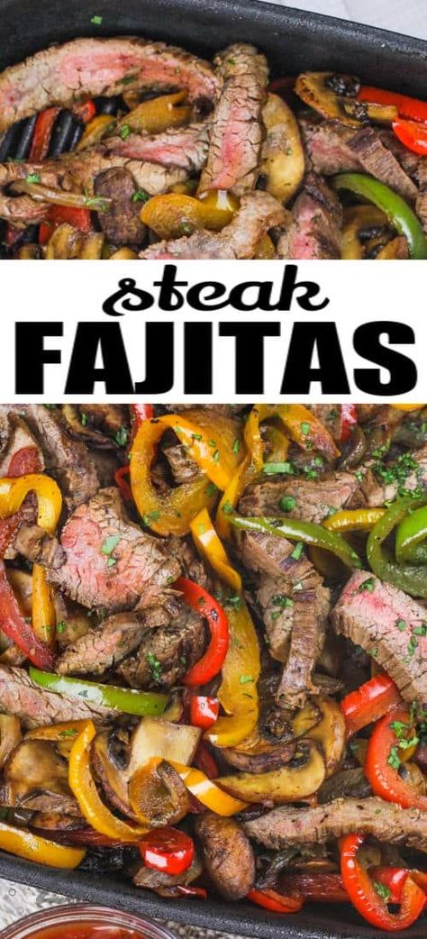 Best Steak Fajitas, Beef Fajita Marinade, Steak Fajitas Recipe, Skirt Steak Fajitas, Mexican Fajitas, Flank Steak Fajitas, Peppers And Mushrooms, Steak Fajita Recipe, Fajitas Recipe