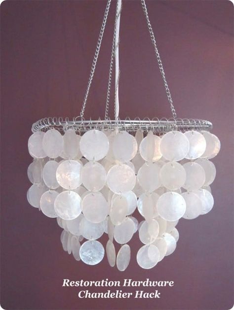 Restoration Hardware Knock Off Capiz Shell Chandelier Shell Light Fixture, Diy Capiz Shell, Capiz Light, Capiz Shell Lamp, New Home On A Budget, Bahamas House, Restoration Hardware Lighting, Teen Room Makeover, Capiz Shell Chandelier