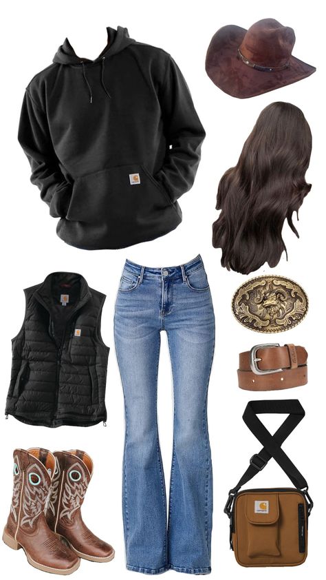 Black Jeans Country Outfit, Ffa Convention Outfits, Casual Camo Outfits, 78 Degree Weather Outfit Fall, Western School Outfits Winter, Rainy Western Outfit, Cold Country Outfit, Western Style Outfits Winter, Country Fall Outfits Women