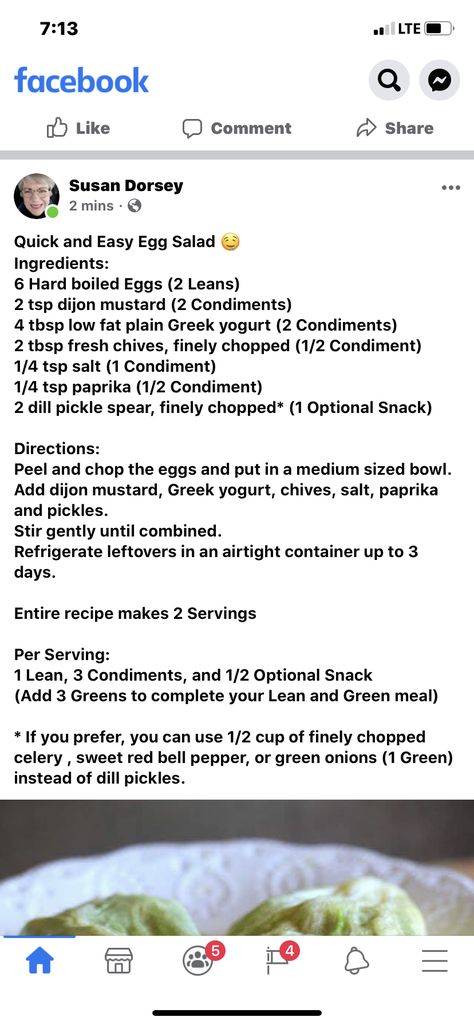 Lean And Green Egg Salad, Optavia Lean And Green Recipes 5&1 Egg Salad, Optavia Egg Salad, Optavia Eggs, Optivia Recipes, Optavia Meals, Meat Entrees, Green Diet, Easy Egg Salad