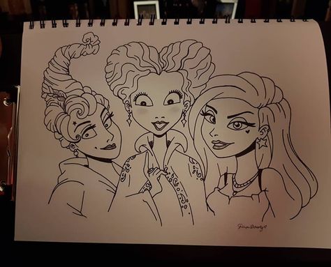 It's just a bunch of hocus pocus! 🖤 Hocus Pocus Sketch, Hocus Pocus Drawing Easy, Hocus Pocus Drawing Ideas, Hocus Pocus Drawing, Hocus Pocus Coloring Pages, Ideas Notes, Hocus Pocus Party, Witch Drawing, Drawing Ideas Easy