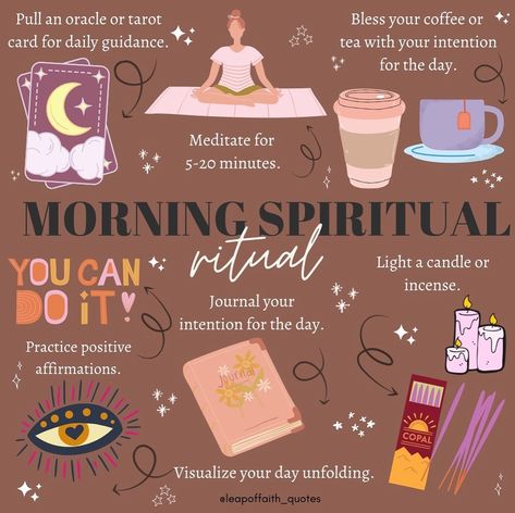 Leap Of Faith 🔮🌙 on Instagram: “MORNING SPIRITUAL RITUAL // what is your morning routine? Follow @leapoffaith_quotes 🔮🌙” Wiccan Magic, Witch Spirituality, Spiritual Journals, Witchcraft Spell Books, Witch Spell Book, Baby Witch, Vie Motivation, Spiritual Manifestation, Herbal Magic