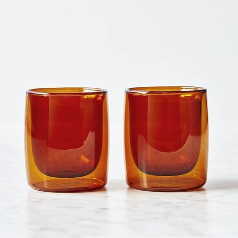 Amazon.com: ZWILLING Sorrento 2-pc Double-Wall Tumbler Glass Set - Amber : Home & Kitchen Frosty Cocktail, Whiskey On The Rocks, Glass Cup Set, Tumbler Glasses, Tinted Glasses, Tumbler Glass, Colored Glasses, Double Wall Tumblers, Double Wall Glass