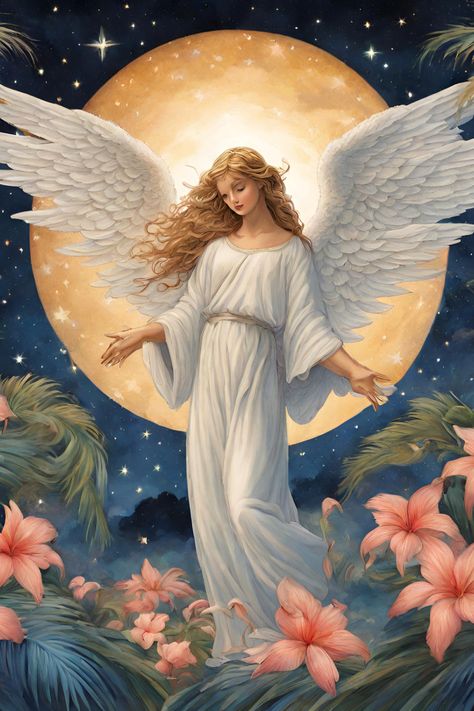 #tropical #angel AI Generated Image via Canva Pro #solstice Heavenly Angels Art, Angelic Artwork, Angelic Art, Angel Wings Decor, Angel Flying, Christmas Angel Crafts, I Believe In Angels, Beautiful Angels, Angel Images