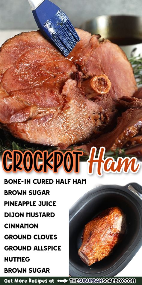 Whole Ham Crockpot Recipes, Cured Ham Roast Crockpot, Crockpot Ham Roast, Crockpot Ham Roast Recipes, Crock Pot Bone In Ham, Slow Cooker Ham Recipes Crock Pots, Smoked Ham Roast Recipes Crock Pot, Brown Sugar Pineapple Ham Crock Pots, Bone In Ham Crockpot Recipes