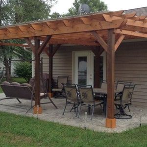 Covered Pergola Plans 12'x18' Build DIY Outside Patio - Etsy Australia Covered Backyard, Backyard Covered Patios, Covered Patio Design, Patio Deck Designs, Deck Designs Backyard, Backyard Pavilion, Backyard Pergola, Outside Patio, Pergola With Roof