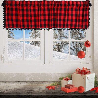 Exquisite appearance: these window valances are designed with farmhouse style, full of rustic and country style, which can help you create a beautiful and warm effect Color: Black/Red | HanzhongTech A18/*2 Pieces Buffalo Check Plaid Window Valances Pom Pom Kitchen Valance Farmhouse Curtains For Bedroom Dorm Living Room Kitchen Cafe Buffalo Plaid Curtains, Half Window Curtains, Valances For Living Room, Satin Curtains, Burlap Valance, Couch Accessories, Window Treatments Sheer, Damask Curtains, Plaid Curtains