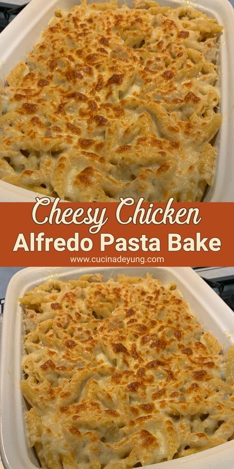 Cheesy Chicken Alfredo Pasta Bake – CUCINADEYUNG Cheesy Chicken Alfredo Pasta Bake, Pasta Bake Chicken, Chicken And Penne Pasta, Chicken Alfredo Pasta Bake, Cheesy Chicken Alfredo, Alfredo Pasta Bake, Baked Chicken Alfredo Pasta, Baked Penne Pasta, Creamy Parmesan Chicken