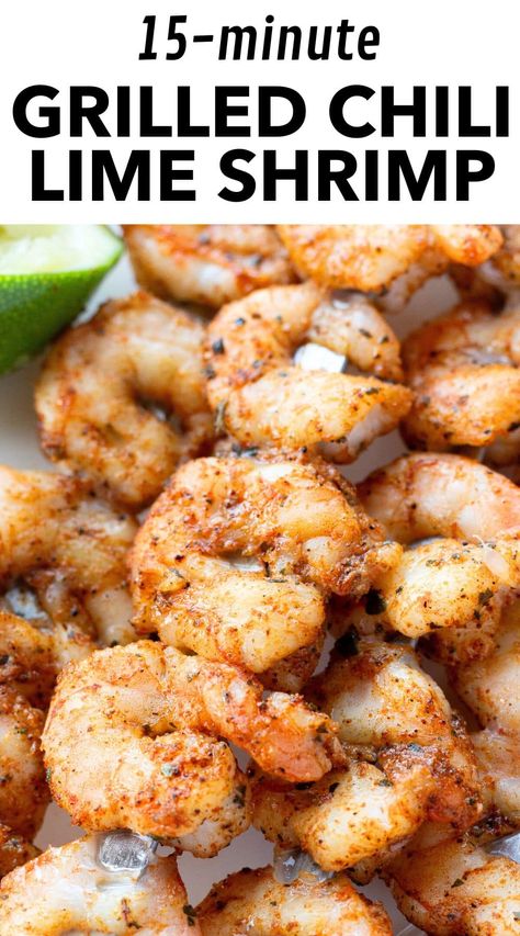 Chile Lime Shrimp, Taco Spice Blend, Lime Shrimp Recipes, Pineapple Shrimp, Chili Lime Shrimp, Shrimp Avocado Salad, Blueberry Salad, Pan Kitchen, Grilled Shrimp Recipes