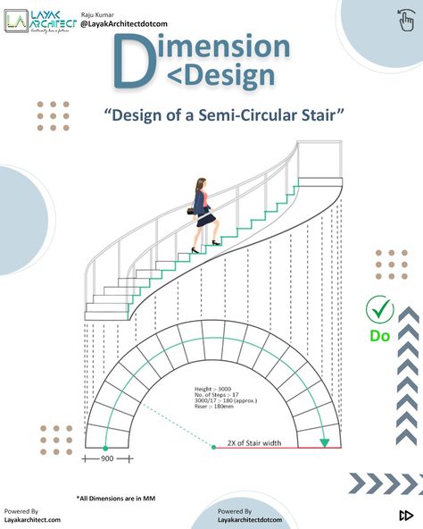 Design of a Semi-Circular Stair Circular Staircase Plan, Stairs Section, Round Staircase Design, Drawing Stairs, Spiral Staircase Dimensions, Circle Stairs, Learning Architecture, Round Staircase, Stair Dimensions